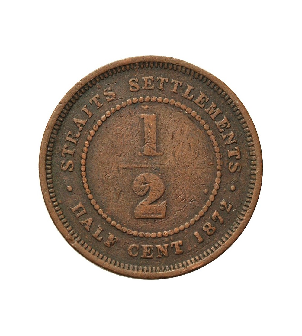 Malaya Straits Settlements 1 2 Cent 1872 H Victoria