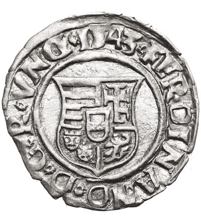 Węgry, Ferdynand I (1526-1564). Denar 1543 KB, Kremnica