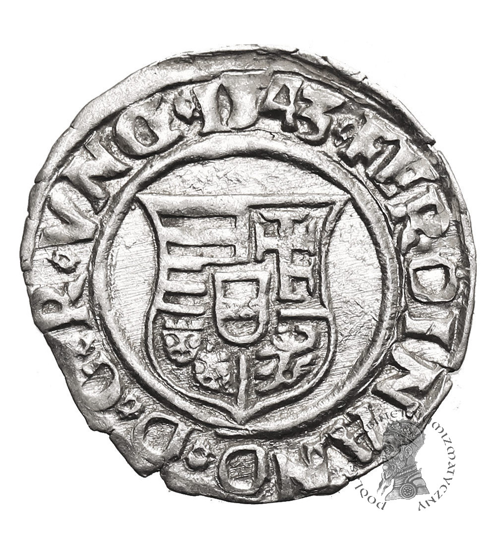 Hungary, Ferdinand I (1526–1564). Denar 1543 KB, Kremnica (Kremnitz)