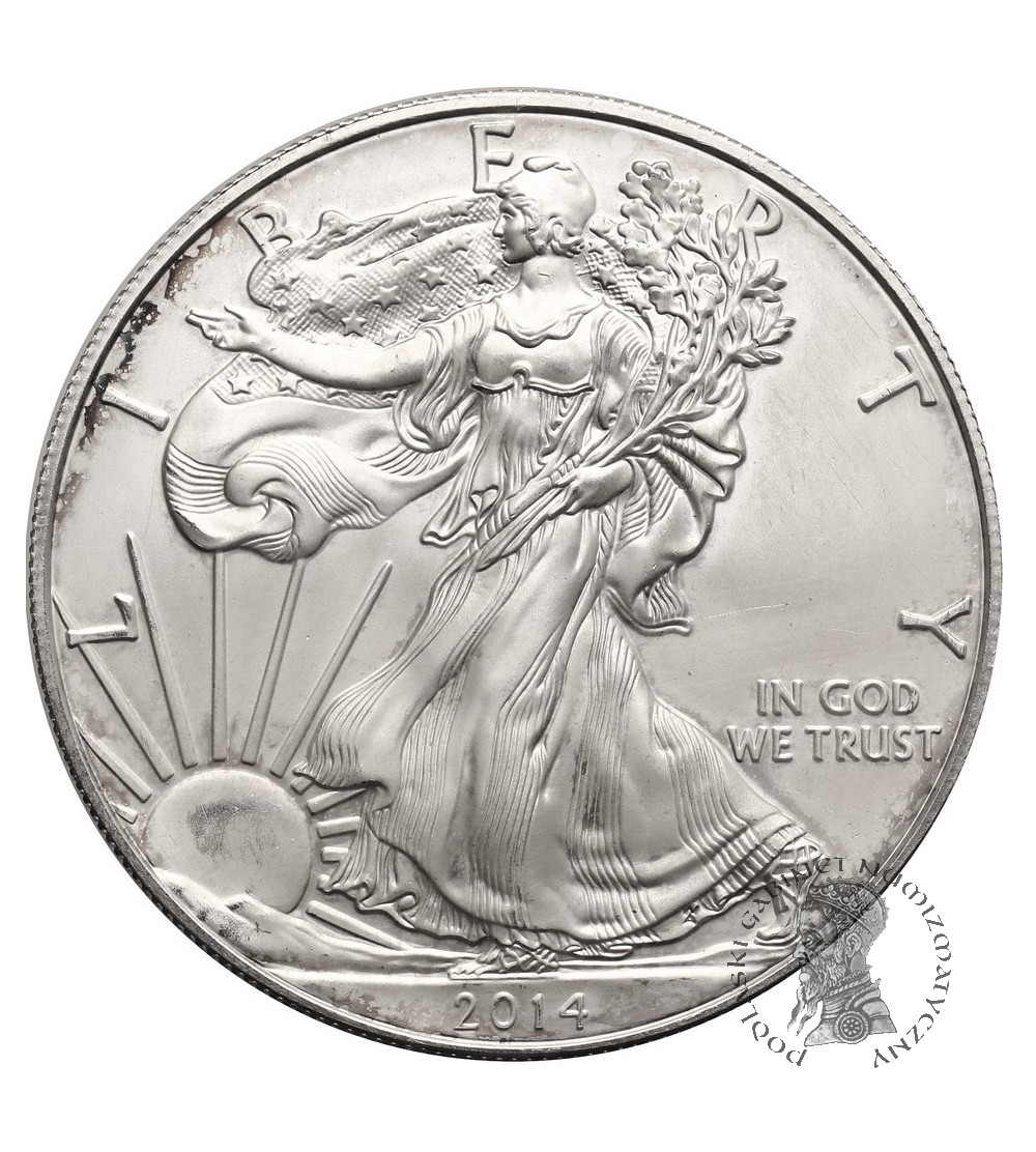 USA. 1 Silver Dollar 2014, American Eagle, Liberty walking - 1 Oz .999