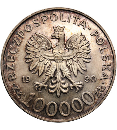Poland. 100000 Zlotys 1990, Solidarity, var. A (1 Ounce pure Silver) - patina!!!
