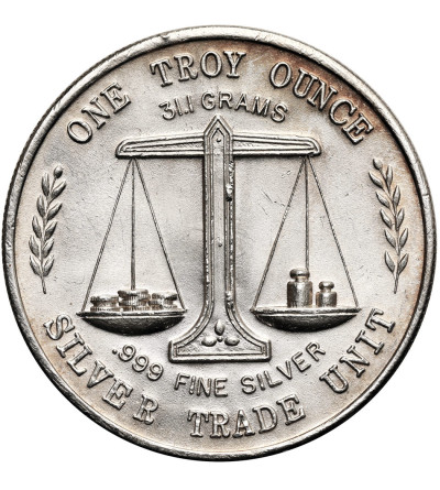 USA. Medal / 1 Ounce Silver Trade Unit "Eagle & Flag" - 1 Oz .999