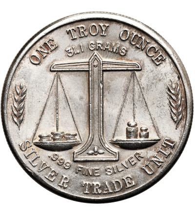 USA. Medal / 1 Ounce Silver Trade Unit "Eagle & Flag" - 1 Oz .999