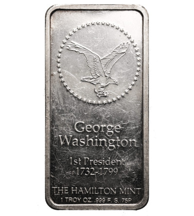 USA. Medal / 1 uncja "Jerzy Washington - Pierwszy Amerykański Prezydent”, Hamilton Mint - 1 Oz .999