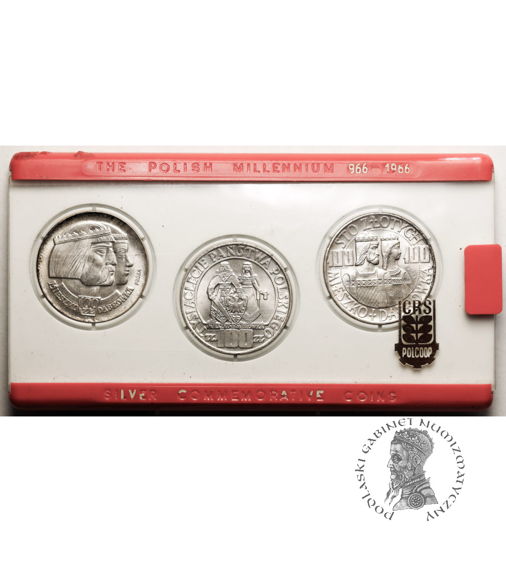Poland, PRL (1952–1989). Silver Mint Millennium Set: Mieszko and Dąbrówka – 3 pcs, including 2 trial strikes