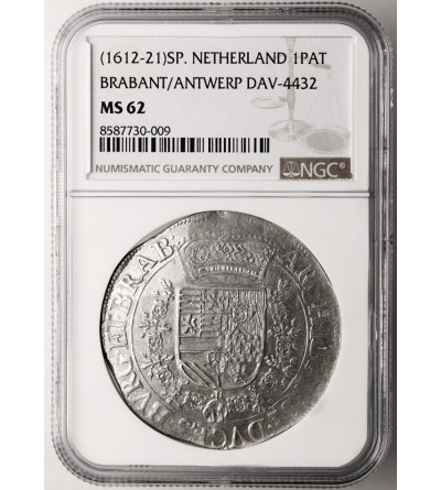 Niderlandy Hiszpańskie, Brabancja (Belgia). Albert i Izabela 1598-1621. Talar (Patagon) bez daty, Antwerpia - NGC MS 62