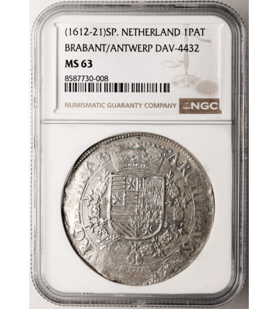 Niderlandy Hiszpańskie, Brabancja (Belgia). Albert i Izabela 1598-1621. Talar (Patagon) bez daty, Antwerpia - NGC MS 63