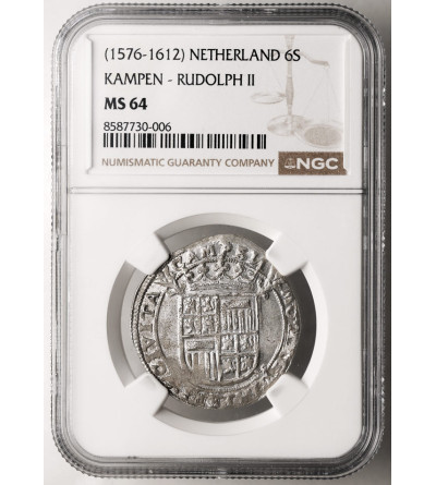 Niderlandy, Overijssel. Miasto Kampen. Arendschelling / Adlerschilling, (6 Stiuver) bez daty, Rudolfa II, 1576-1616 - NGC MS 64