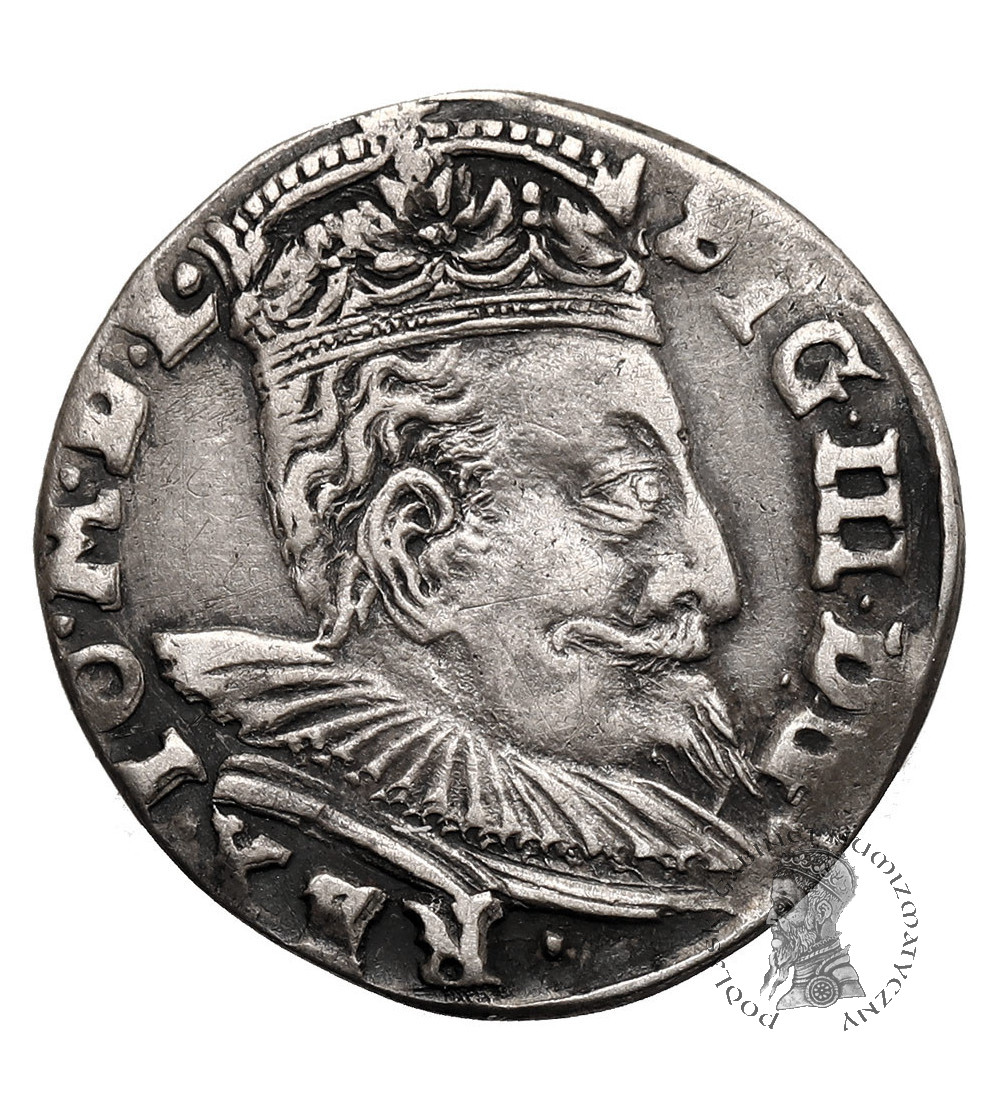 Polska. Zygmunt III Waza, 1587-1632. Trojak 1596, Wilno - data na górze, na dole herb Chalecki i lew przebity hakiem