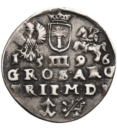 Polska. Zygmunt III Waza, 1587-1632. Trojak 1596, Wilno - data na górze, na dole herb Chalecki i lew przebity hakiem