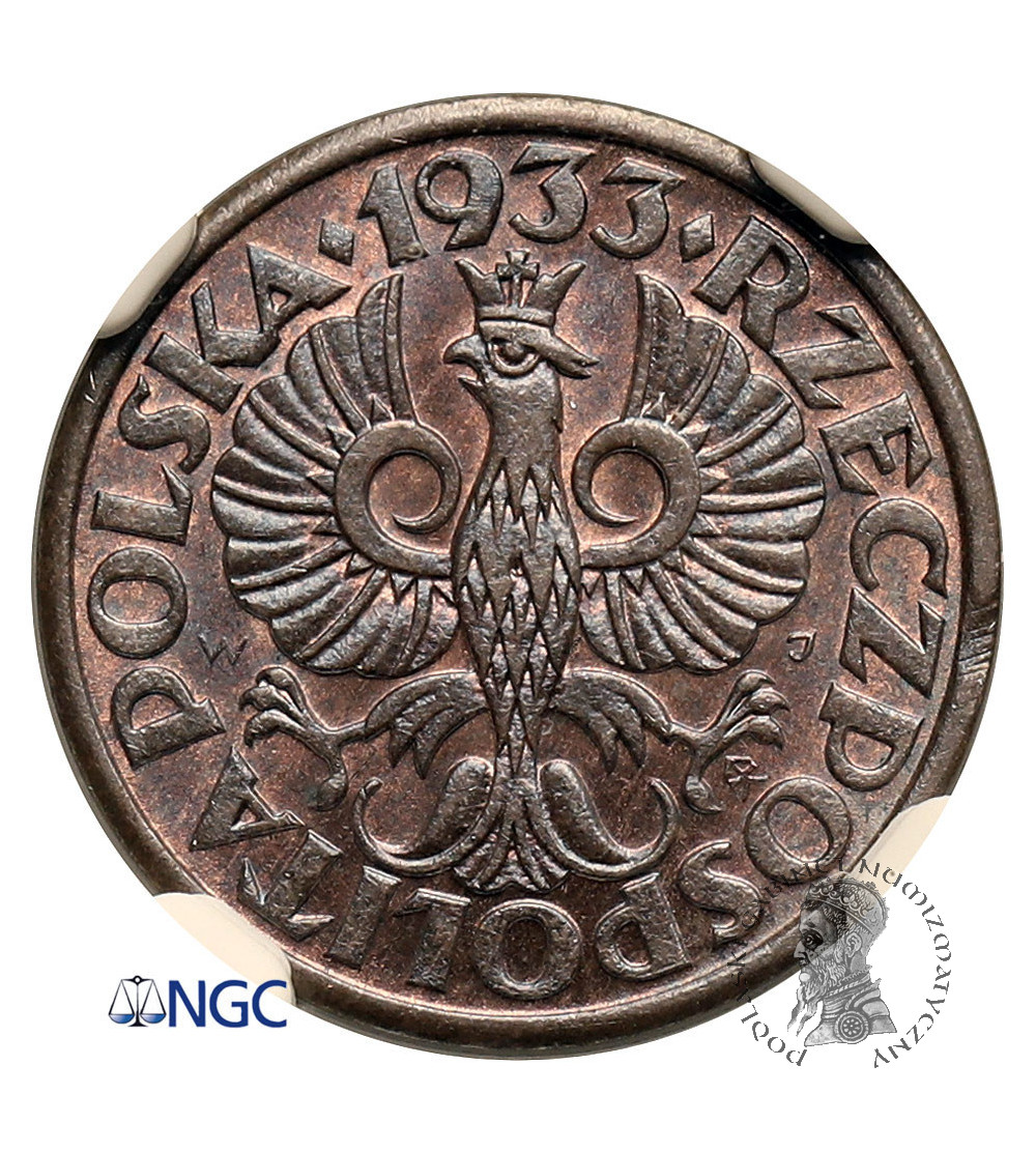 Polska. 1 grosz 1933, Warszawa - NGC MS 64 BN