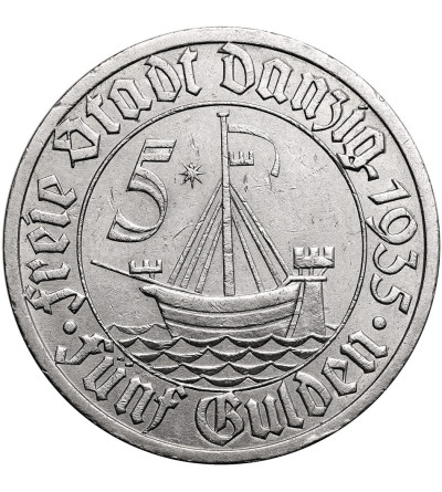 Wolne Miasto Gdańsk. 5 guldenów 1935, koga