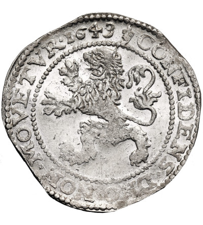 kopia Niderlandy, Prowincja Zachodnia Fryzja, 1581-1795. Talar lewkowy (Leeuwendaalder / Lion Daalder) 1643, lilia na rewersie
