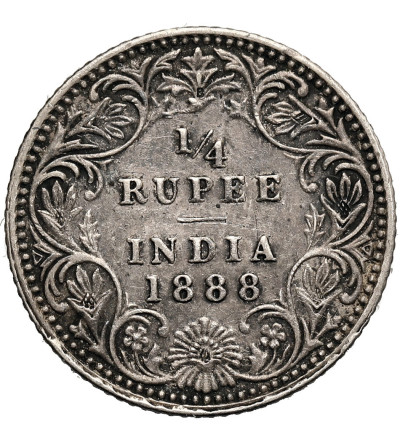 India British, Victoria (1837-1901). 1/4 Rupee 1888 B, Bombay Mint