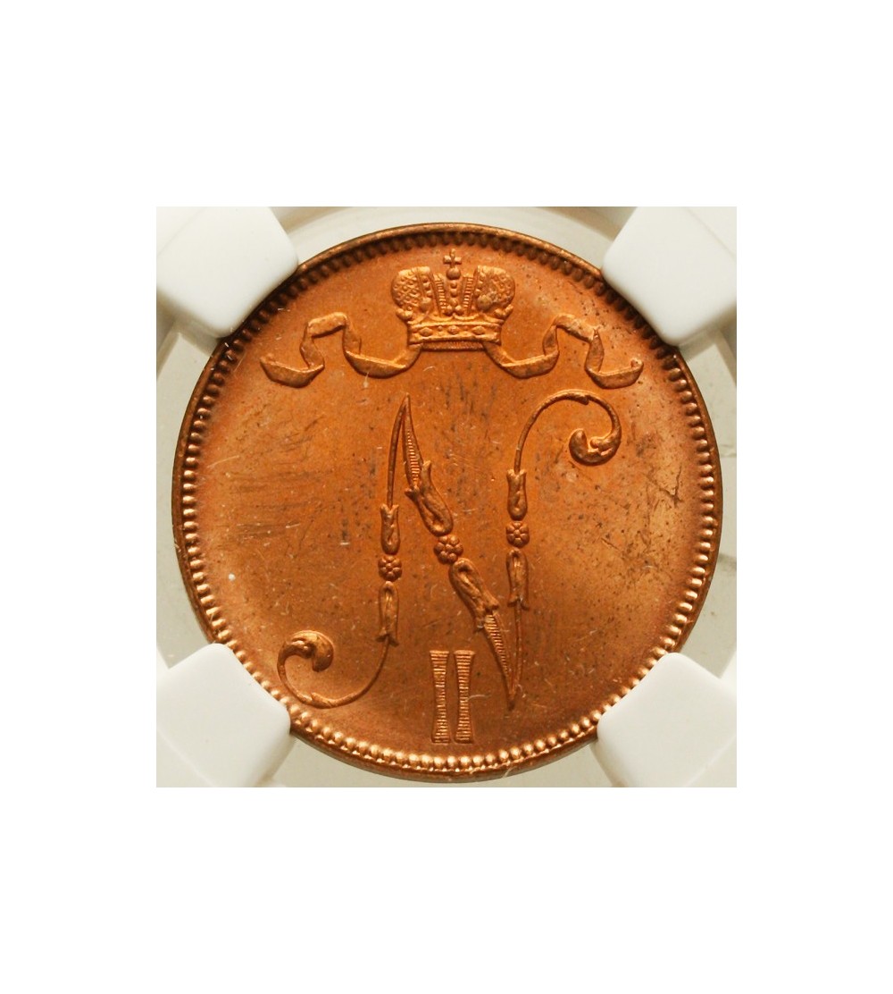 Finlandia 10 pennia 1917 Mikołaj II - NGC MS 64 RD Finlandia 10 pennia 1917 Mikołaj II - NGC MS 64 RD