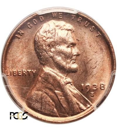 USA. Lincoln Cent 1938 S, San Francisco - PCGS MS 64 RD
