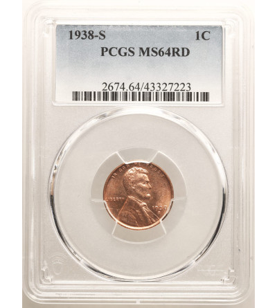 USA. Lincoln Cent 1938 S, San Francisco - PCGS MS 64 RD