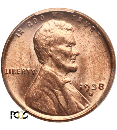 USA. Lincoln Cent 1938 S, San Francisco - PCGS MS 64 RD