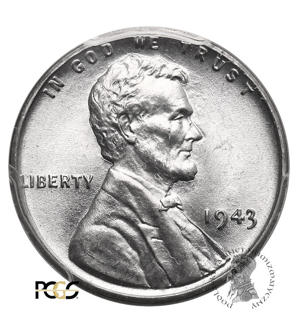 USA. Lincoln Cent 1943, Filadelfia - PCGS MS 64