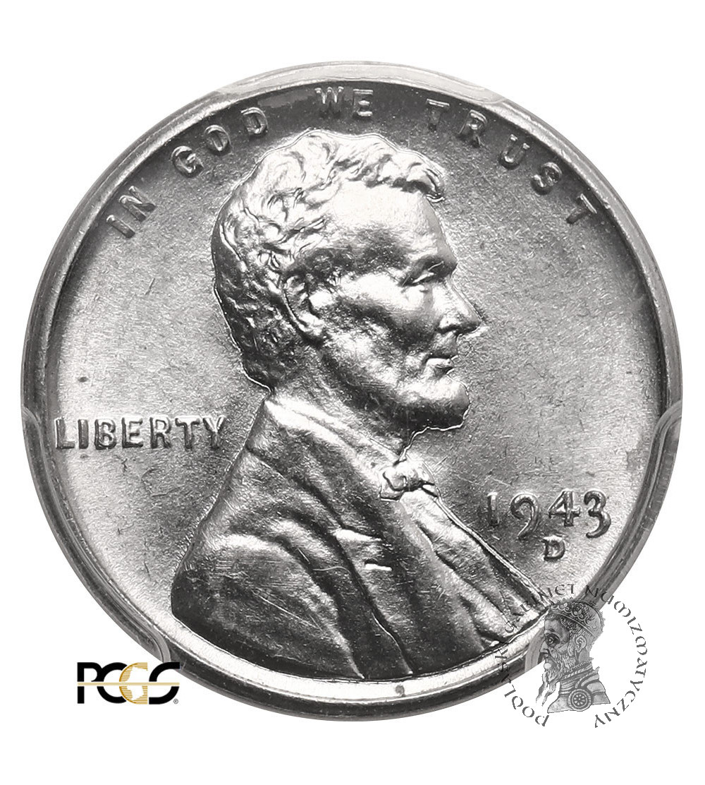 USA. Lincoln Cent 1943 D, Denver - PCGS MS 64