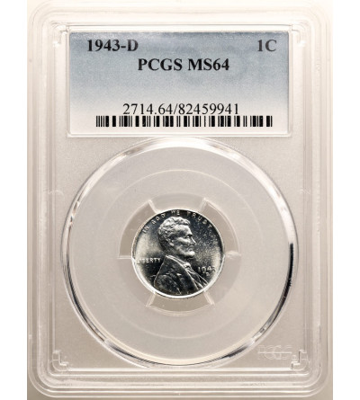 USA. Lincoln Cent 1943 D, Denver - PCGS MS 64