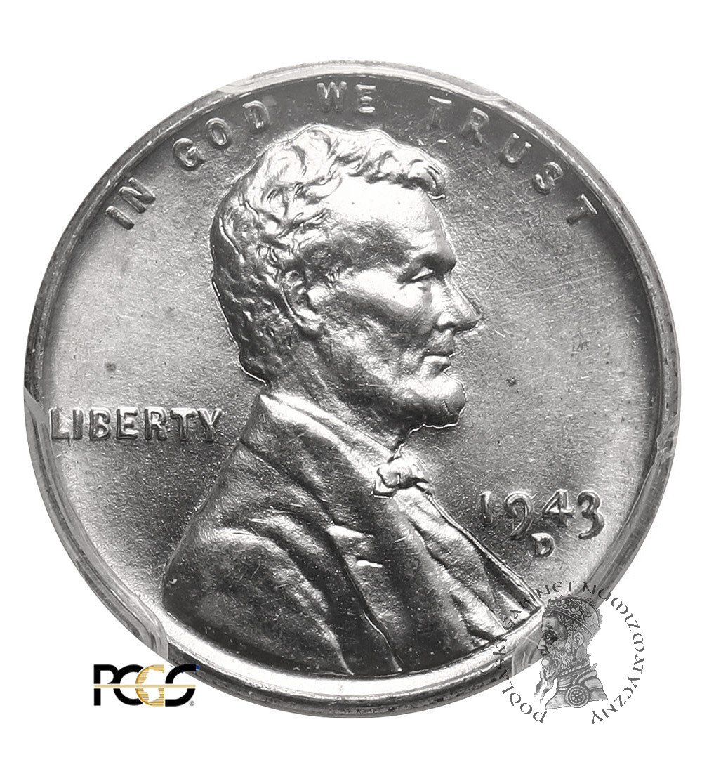 USA. Lincoln Cent 1943 D, Denver - PCGS MS 64