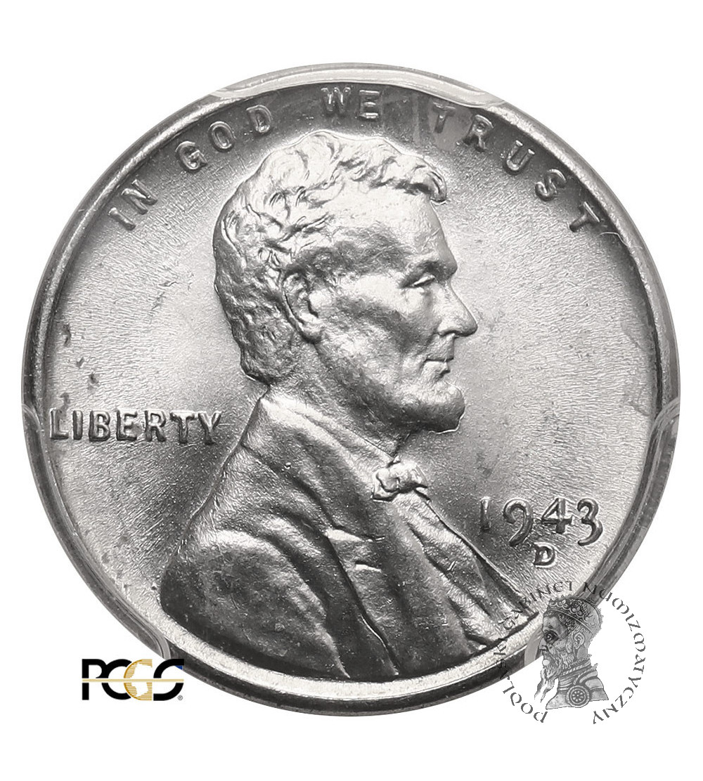 USA. Lincoln Cent 1943 D, Denver - PCGS MS 64