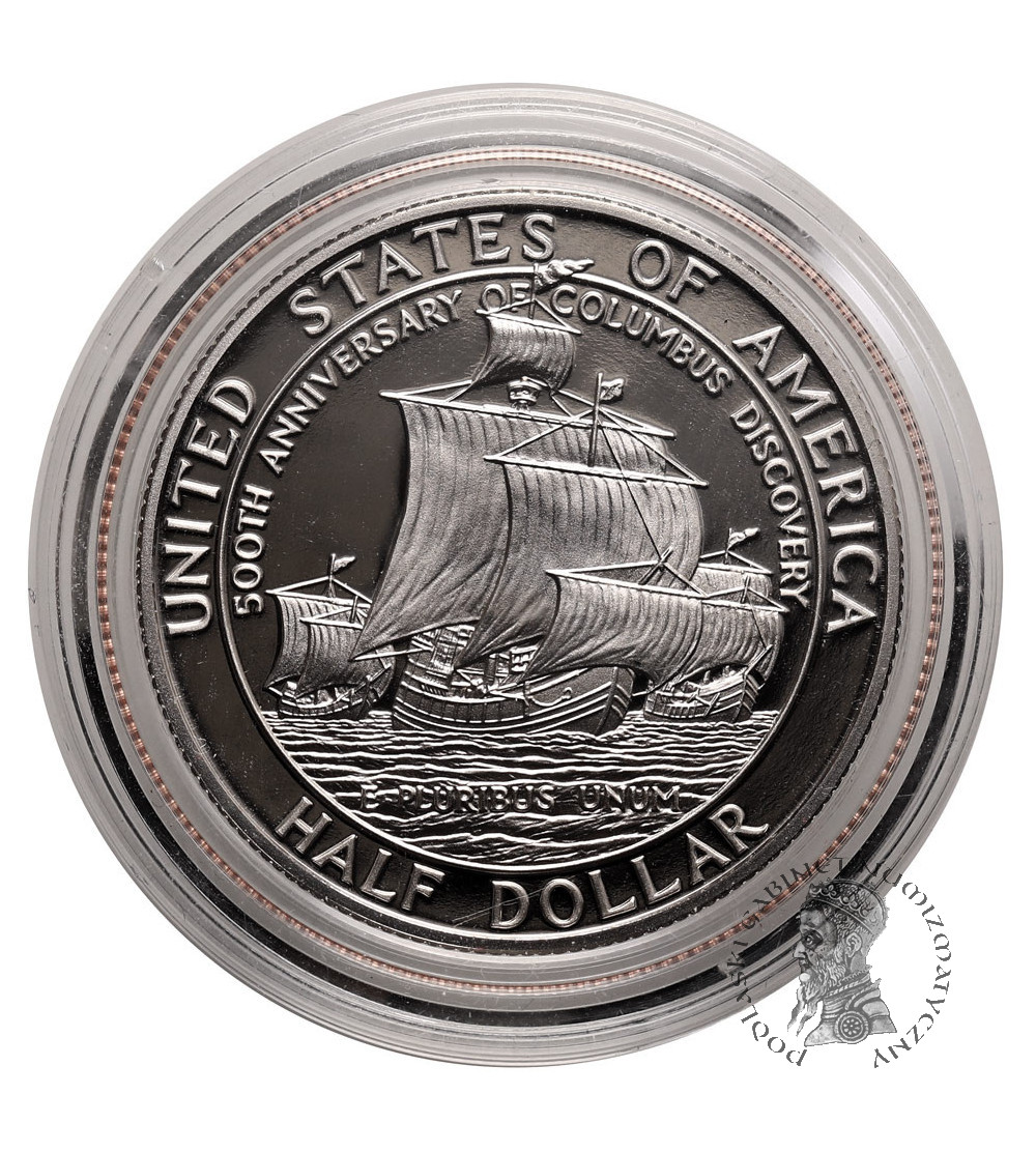 USA. 1/2 Dollar 1992 S, San Francisco, 500th Anniversary of the Voyage of Columbus - Proof