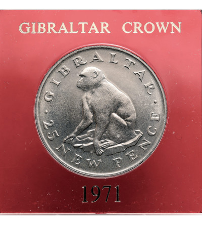 Gibraltar. Elżbieta II (1952-2022). 25 nowych pensów (Crown) 1971