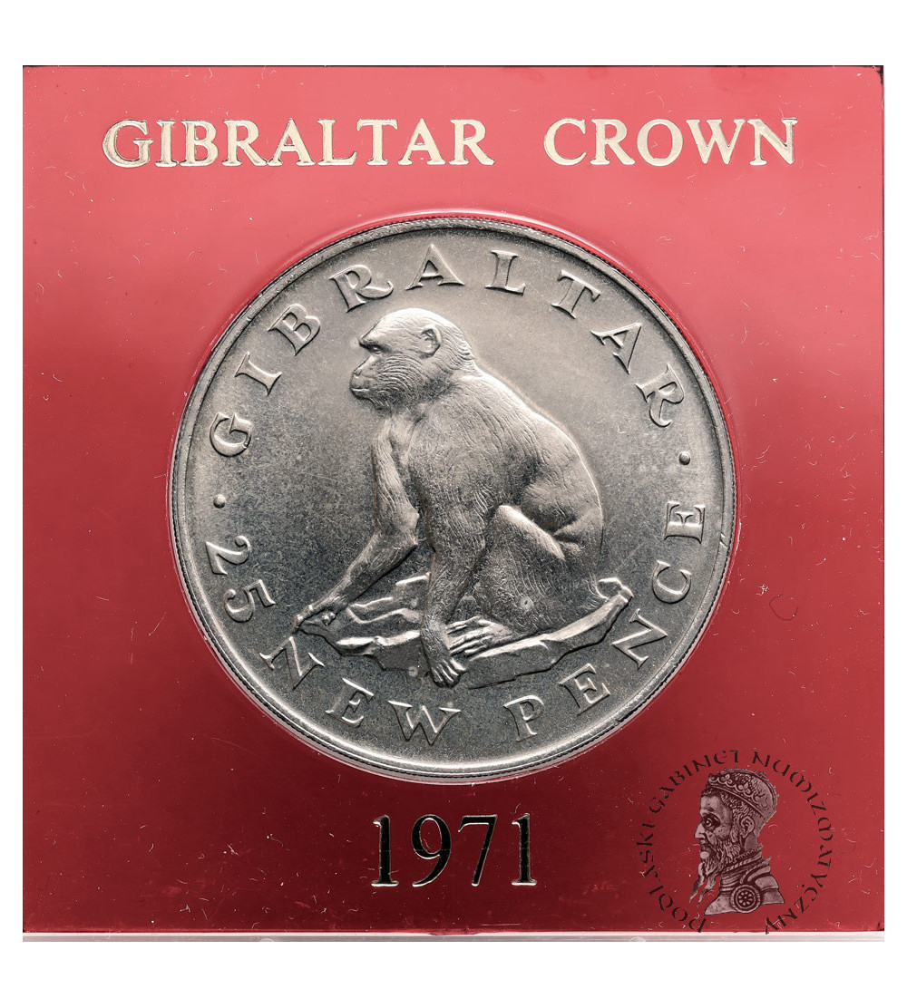 Gibraltar. Elżbieta II (1952-2022). 25 nowych pensów (Crown) 1971