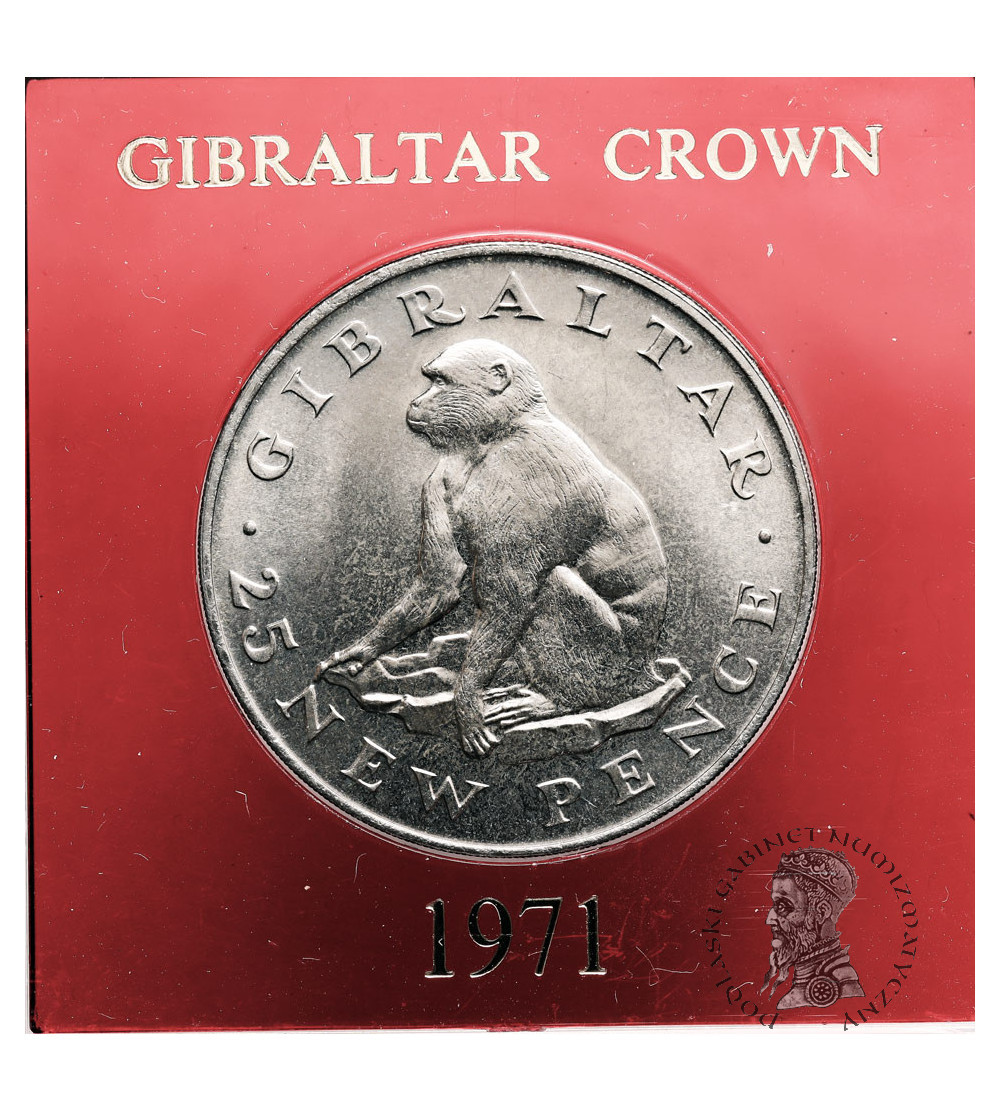 Gibraltar. Elżbieta II (1952-2022). 25 nowych pensów (Crown) 1971