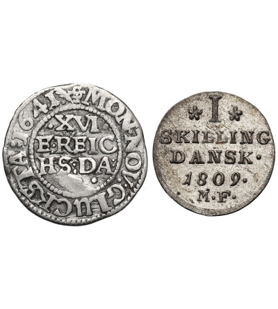 Dania. Zestaw 2 monet: 1/16 talara 1641, Glückstadt / 1 Skilling 1809, Altona