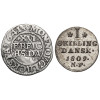 Denmark. Set 2 coins: 1/16 Taler 1641, Glückstadt mint / 1 Skilling 1809, Altona mint