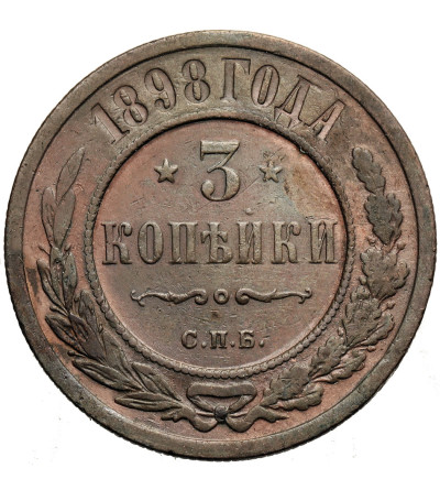 Russia, Nicholas II 1894-1917. 3 Kopeks 1898 CПБ, St. Petersburg