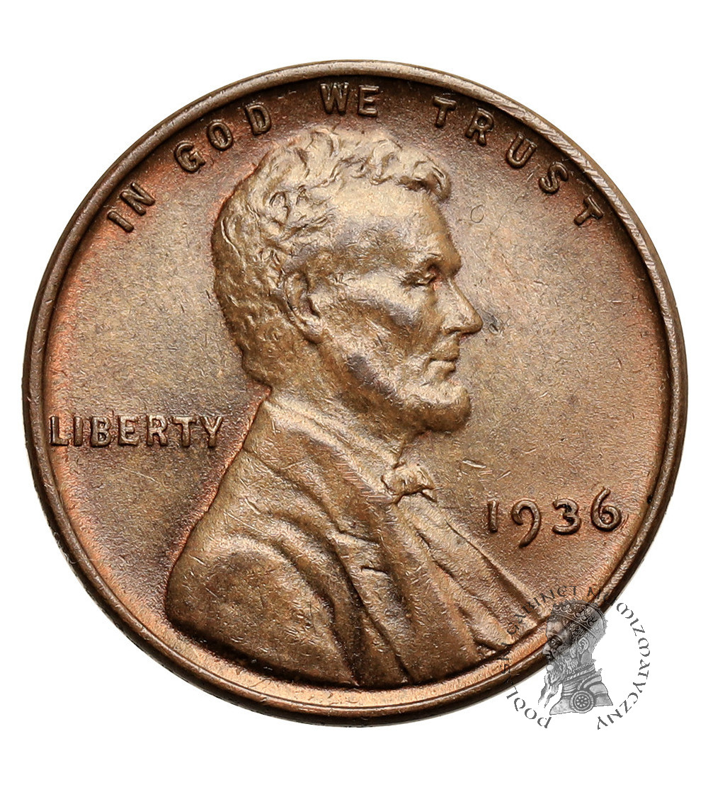 USA. Lincoln Cent 1936, Filadelfia, "Wheat Ears Reverse"
