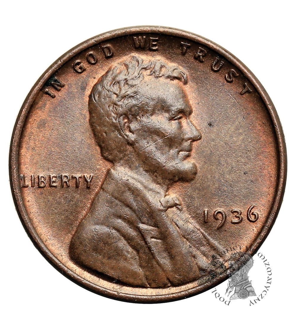 USA. Lincoln Cent 1936, Filadelfia, "Wheat Ears Reverse"