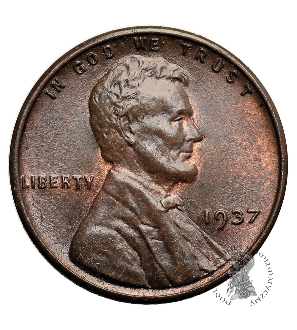 USA. Lincoln Cent 1937, Filadelfia, "Wheat Ears Reverse"