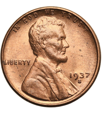 USA. Lincoln Cent 1937 S, San Francisco, "Wheat Ears Reverse"