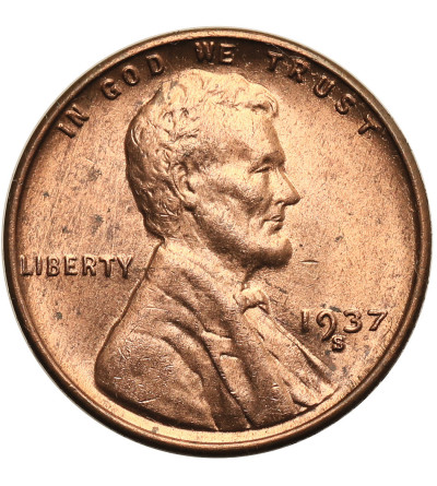 USA. Lincoln Cent 1937 S, San Francisco, "Wheat Ears Reverse"