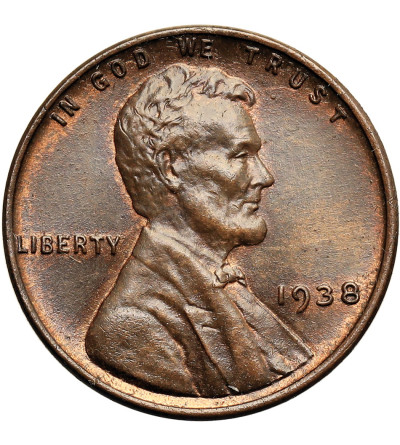 USA. Lincoln Cent 1938, Philadelphia, "Wheat Ears Reverse"