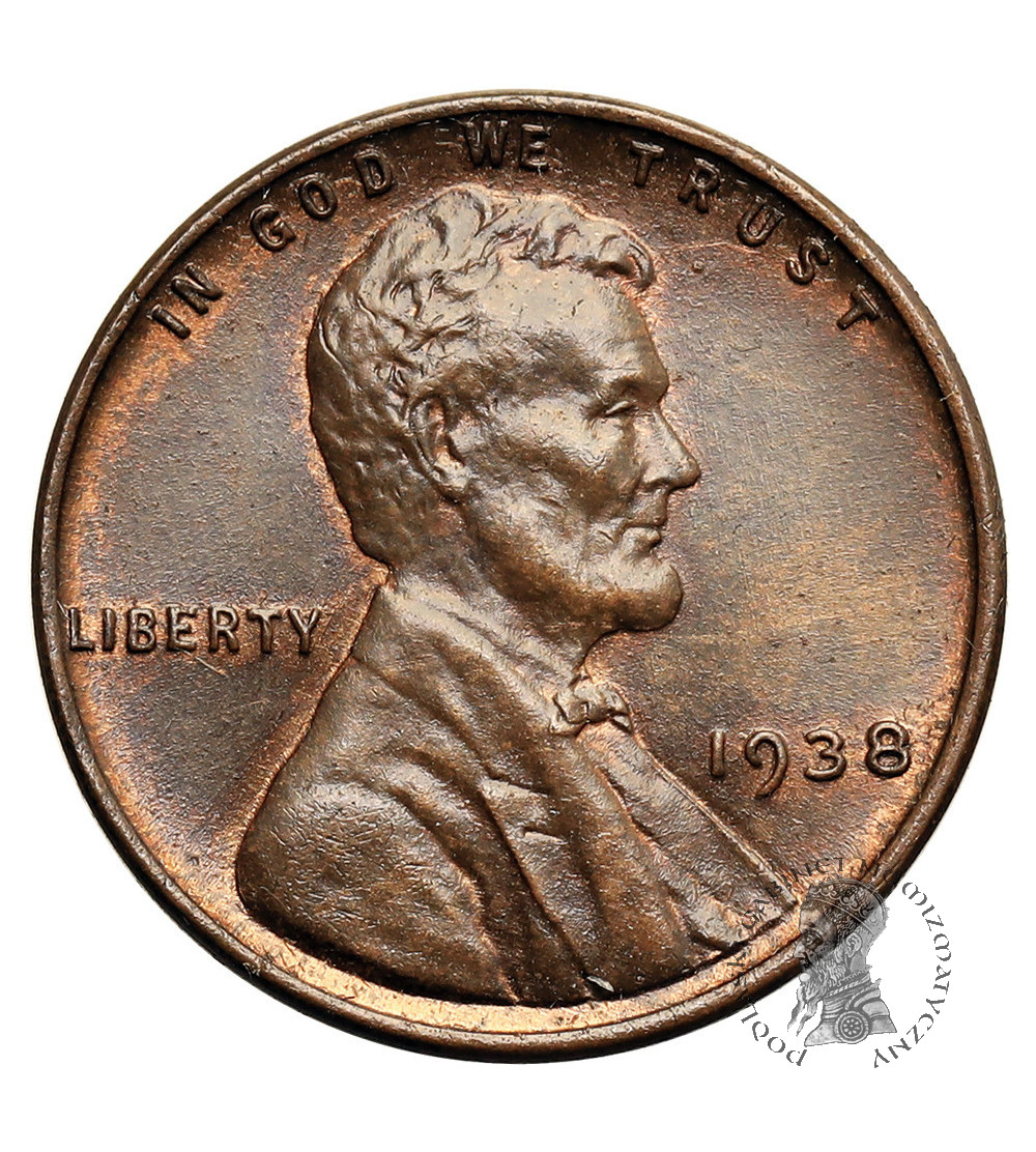 USA. Lincoln Cent 1938, Philadelphia, "Wheat Ears Reverse"