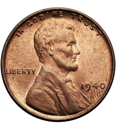 USA. Lincoln Cent 1940, Filadelfia, "Wheat Ears Reverse"
