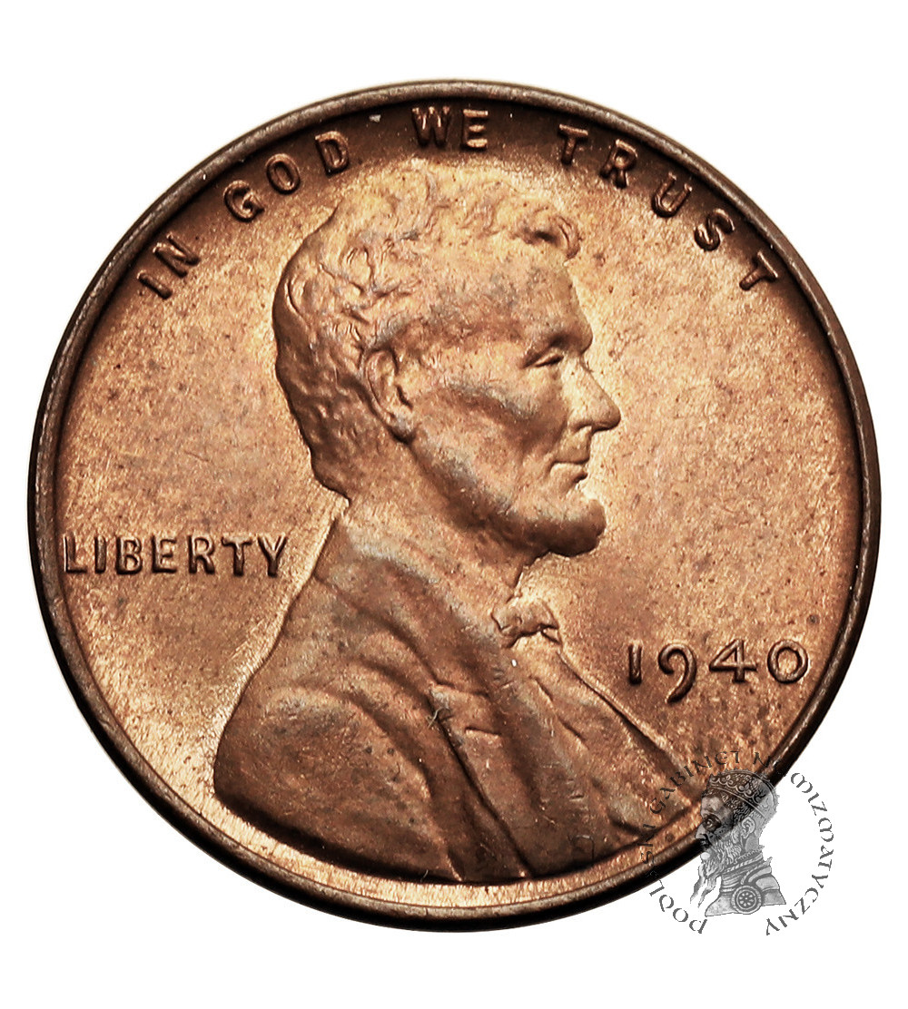 USA. Lincoln Cent 1940, Philadelphia, "Wheat Ears Reverse"