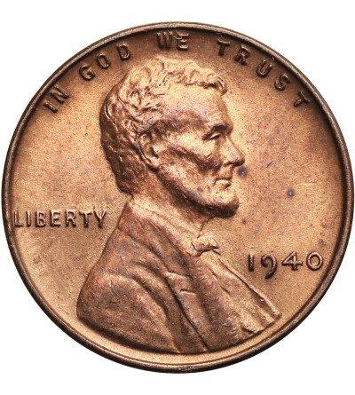 USA. Lincoln Cent 1940, Philadelphia, "Wheat Ears Reverse"