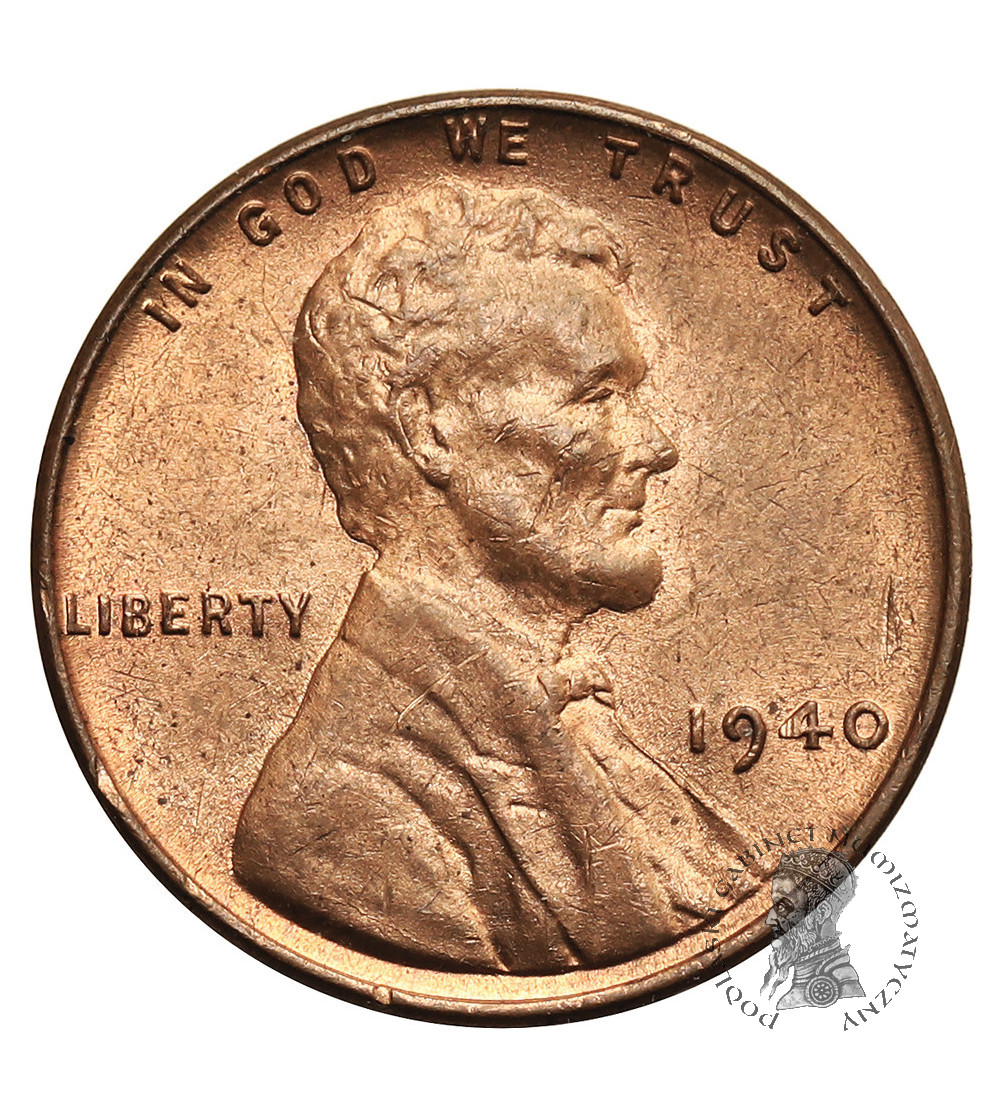USA. Lincoln Cent 1940, Filadelfia, "Wheat Ears Reverse"