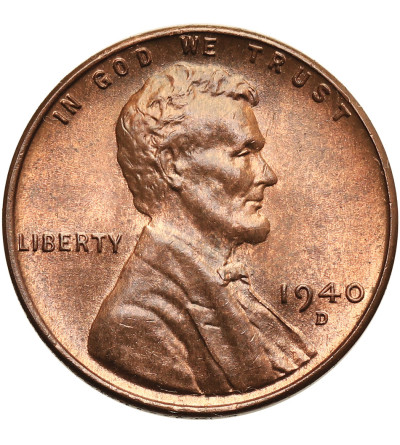 USA. Lincoln Cent 1940 D, Denver, "Wheat Ears Reverse"