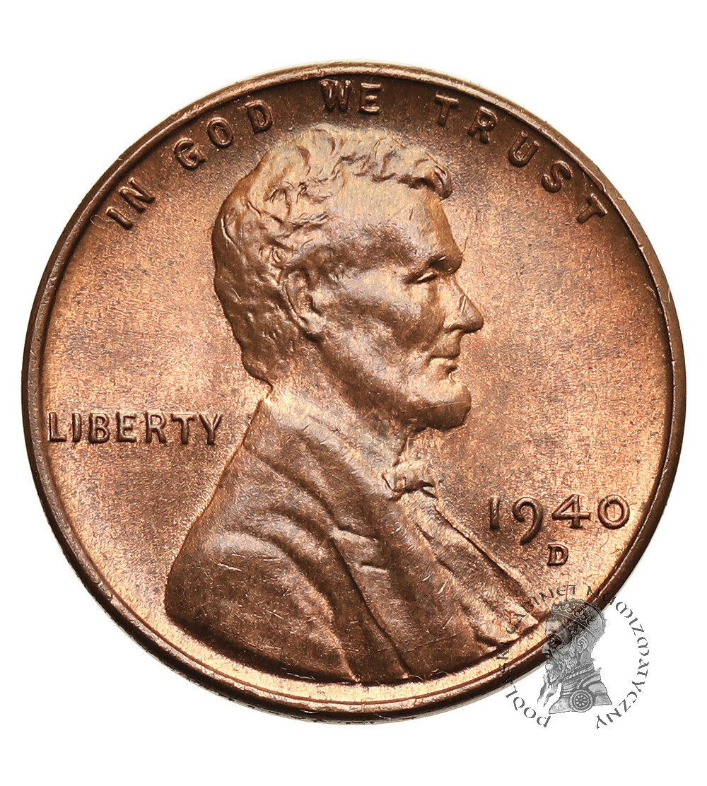 USA. Lincoln Cent 1940 D, Denver, "Wheat Ears Reverse"
