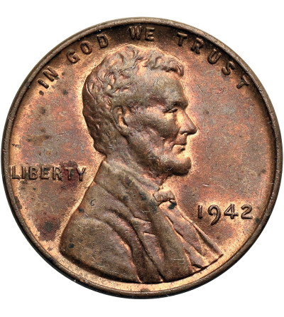 USA. Lincoln Cent 1942, Philadelphia, "Wheat Ears Reverse"