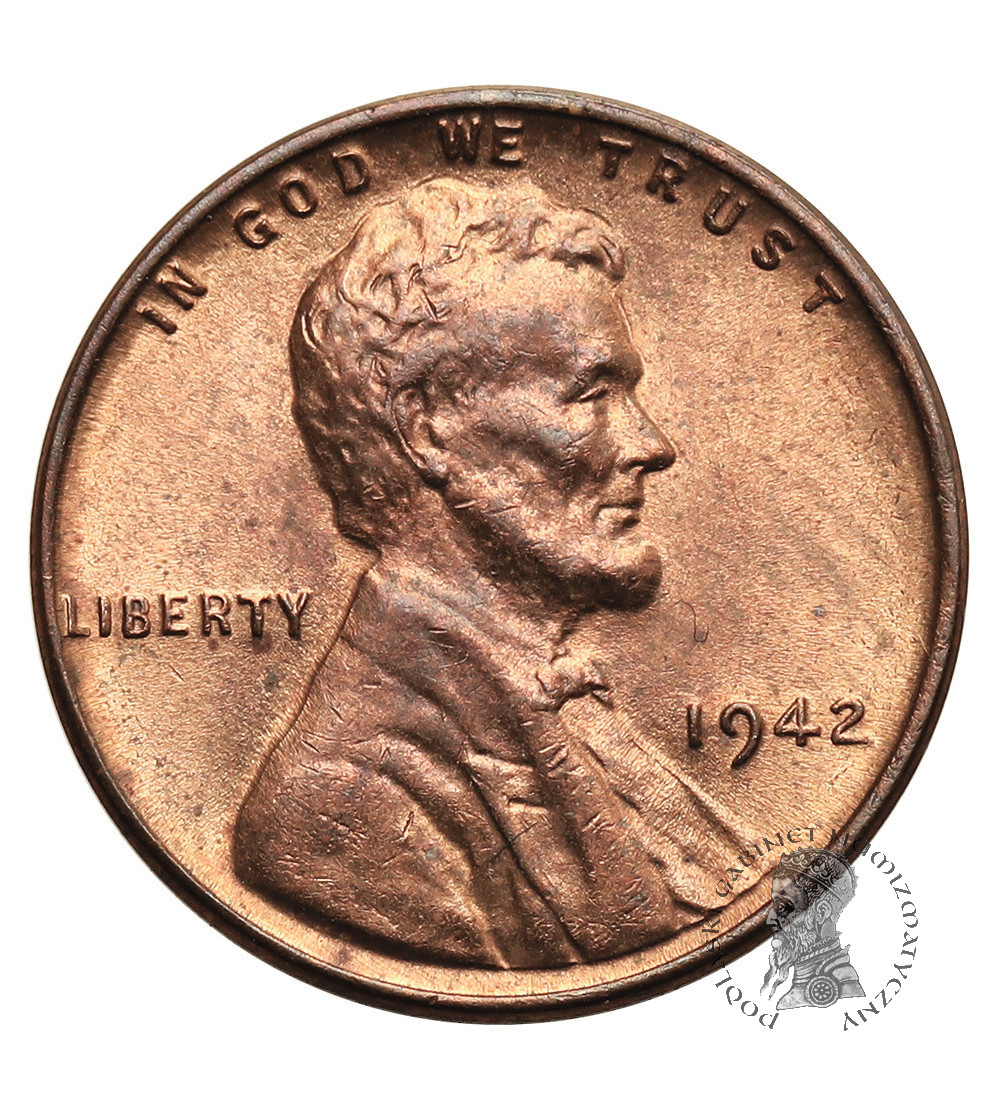 USA. Lincoln Cent 1942, Philadelphia, "Wheat Ears Reverse"