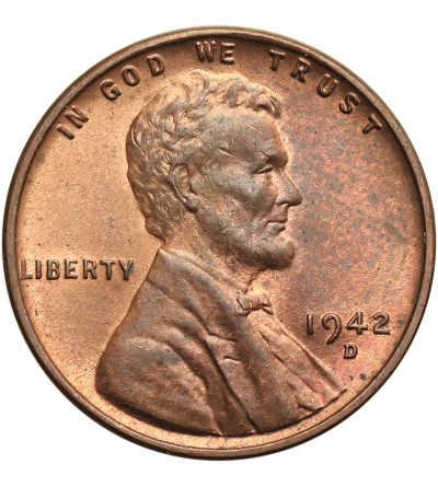 USA. Lincoln Cent 1942 D, Denver, "Wheat Ears Reverse"
